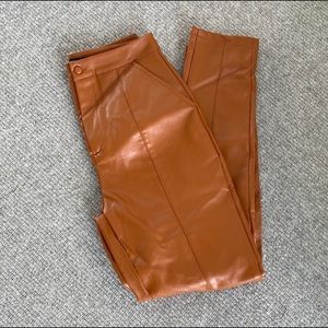 Misguided faux leather camel pants